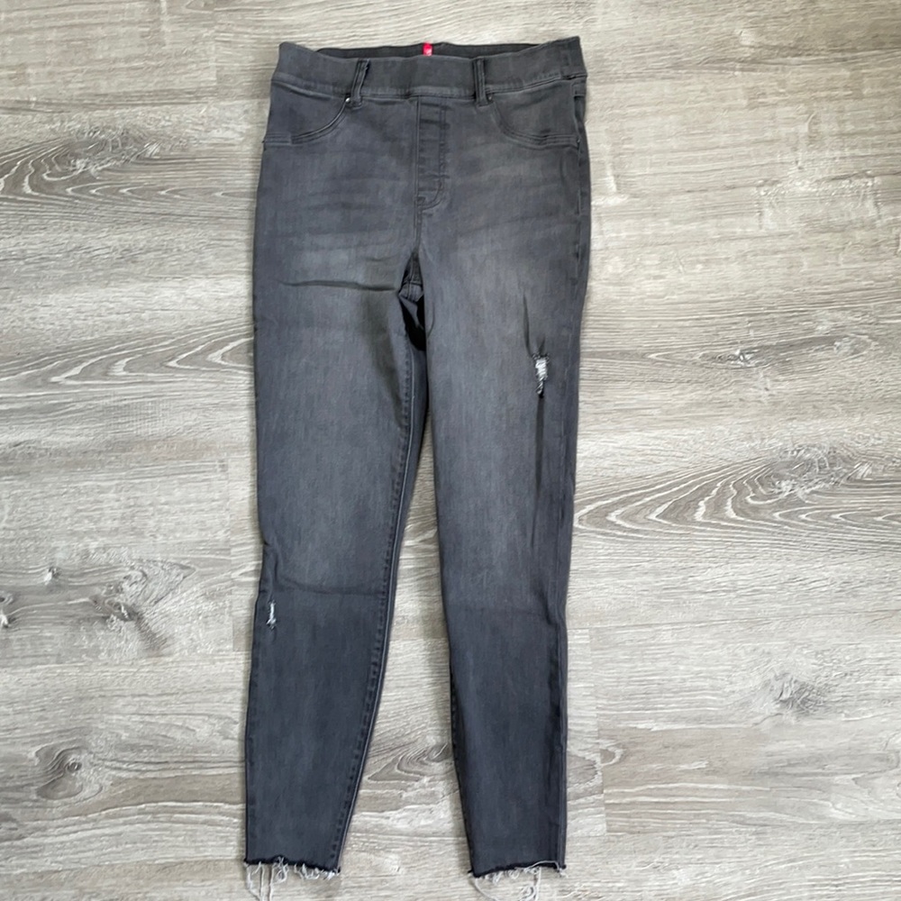 SPANX Distressed Faded Black Denim Leggings Jeans
